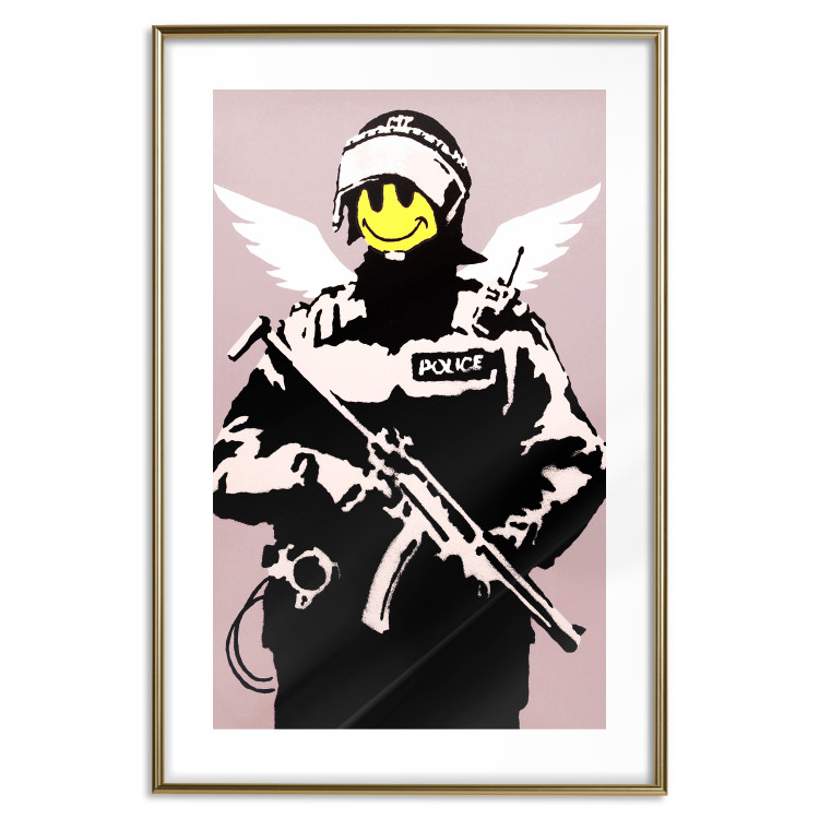 Poster Policeman - man with a yellow face and wings in Banksy style 132479 additionalImage 16