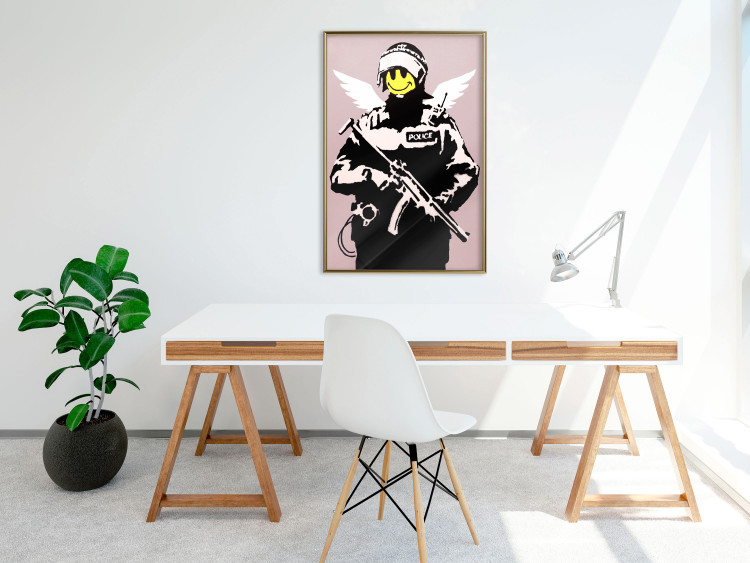 Poster Policeman - man with a yellow face and wings in Banksy style 132479 additionalImage 5