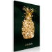 Canvas Art Print Gold pineapple - fruit with an inscription on the green background 135579 additionalThumb 2