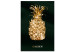 Canvas Art Print Gold pineapple - fruit with an inscription on the green background 135579