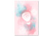 Canvas Balloon on a pastel sky - a ruined landscape with clouds and birds in pink and blue shades in the style of watercolor 135679