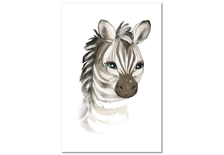 Canvas Drawing, Joyful Zebra - A watercolor stylized composition 136379