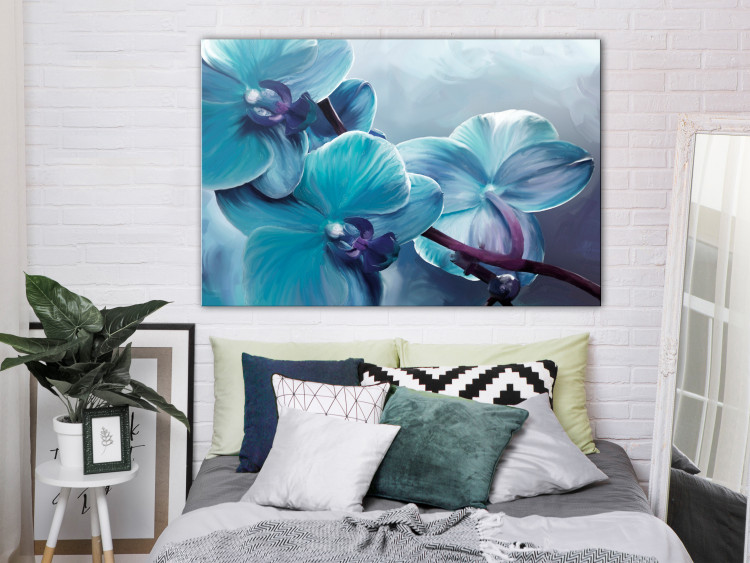 Canvas Close-up Orchids (1-piece) wide - turquoise flower petals 138579 additionalImage 3