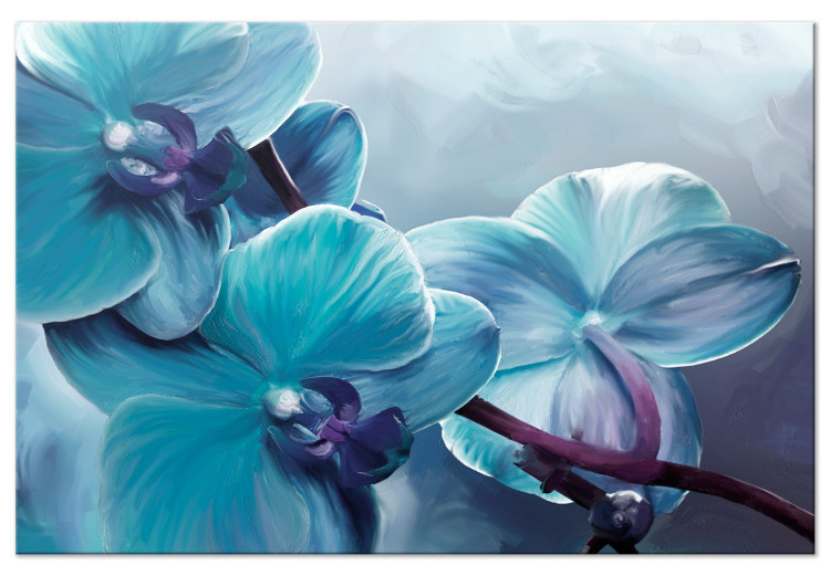 Canvas Close-up Orchids (1-piece) wide - turquoise flower petals 138579