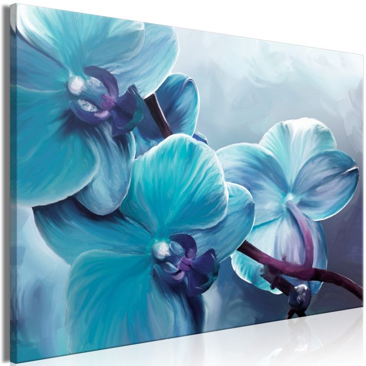 Canvas Close-up Orchids (1-piece) wide - turquoise flower petals 138579 additionalImage 2