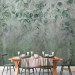 Wall Mural Among greenery - Delicate green leaf motif on a gray background 142279 additionalThumb 6