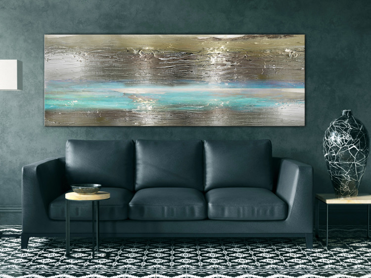 Canvas Blue River (1-piece) Narrow - subdued abstraction with turquoise 143579 additionalImage 3