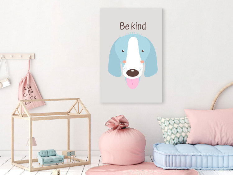 Canvas Be Kind (1-piece) - blue dog and motivational slogan for children 146579 additionalImage 3