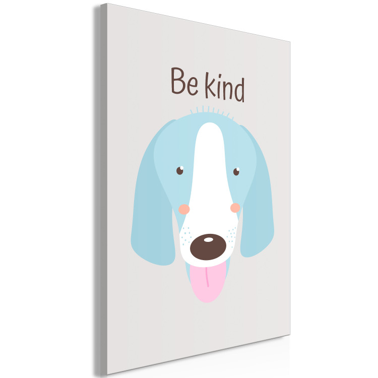 Canvas Be Kind (1-piece) - blue dog and motivational slogan for children 146579 additionalImage 2