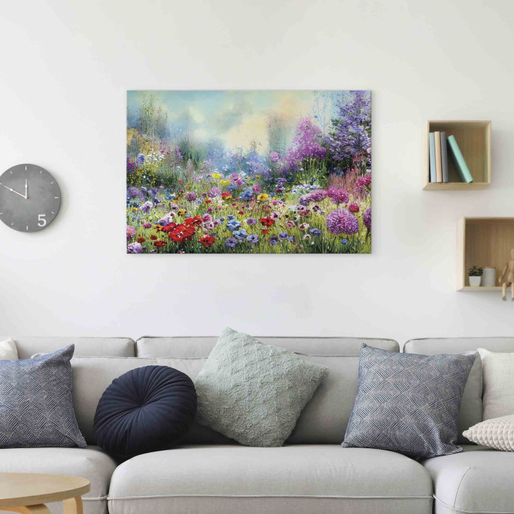 Large canvas print Flower Meadow - Monet-Style Composition Generated by AI [Large Format] 151079 additionalImage 5