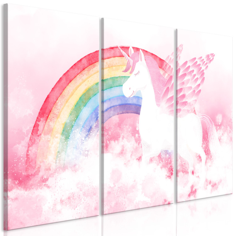 Canvas Art Print Pink Unicorn Power - Rainbow Composition With an Animal 151779 additionalImage 2
