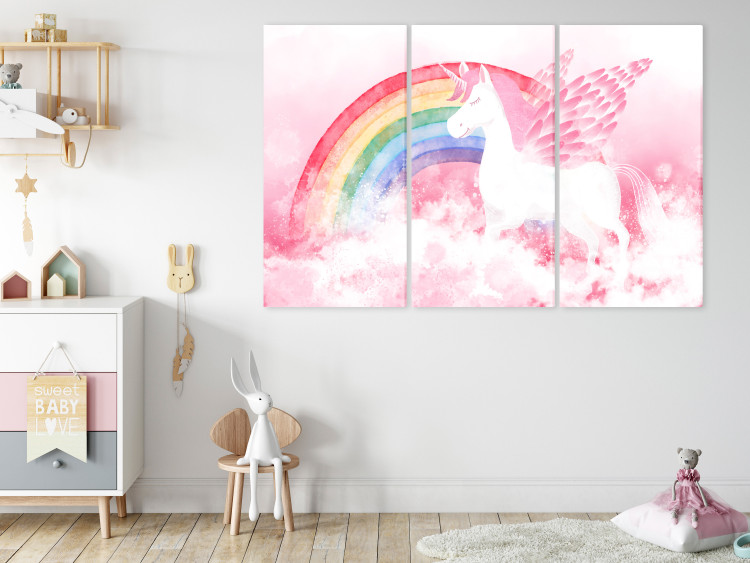 Canvas Art Print Pink Unicorn Power - Rainbow Composition With an Animal 151779 additionalImage 3