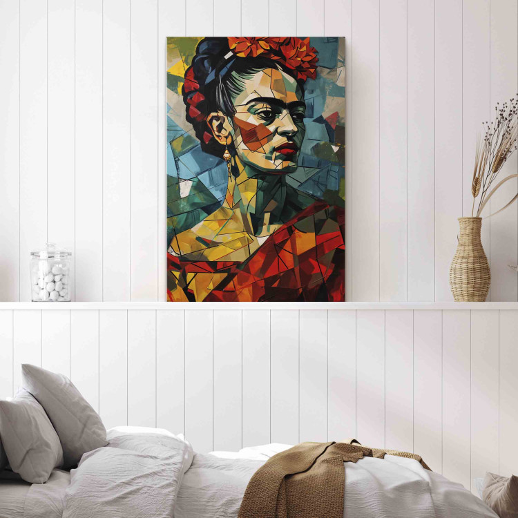 Canvas Art Print Frida Kahlo - Geometric Portrait in Cubist Style 152279 additionalImage 9