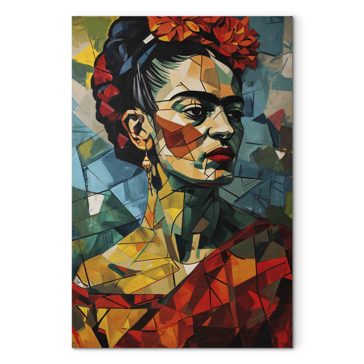 Canvas Art Print Frida Kahlo - Geometric Portrait in Cubist Style 152279 additionalImage 7