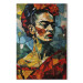 Canvas Art Print Frida Kahlo - Geometric Portrait in Cubist Style 152279