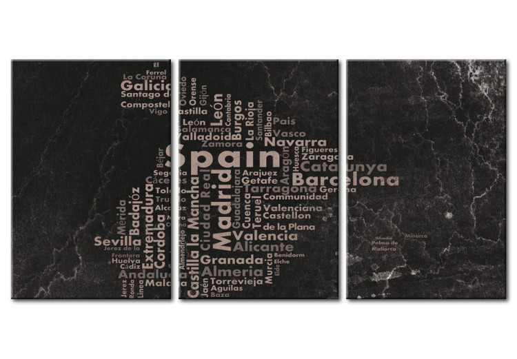 Canvas Art Print Map of Spain on the blackboard - triptich 55279