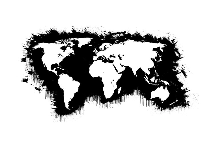 Wall Mural Black and White World - Map with White Continents and Black Oceans 59979 additionalImage 1
