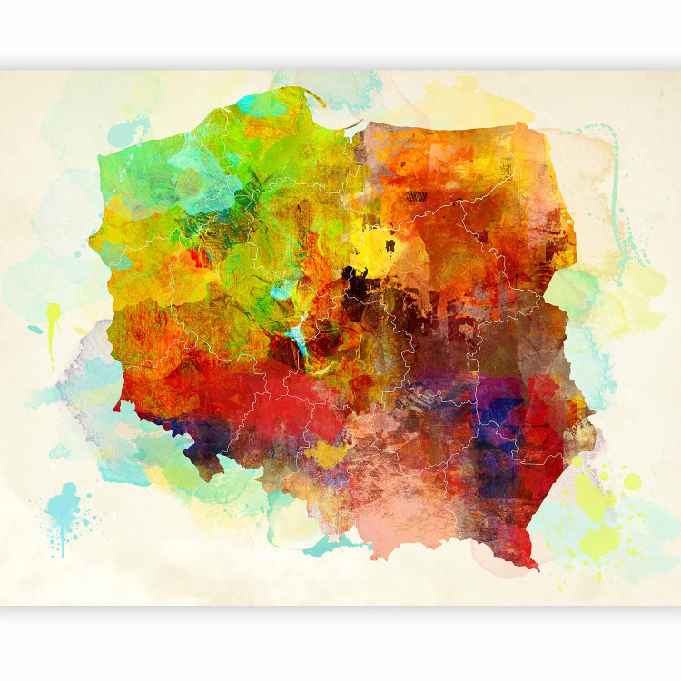 Wall Mural Explosion of Colours and Hues - Multicoloured Map of Poland with Watercolor Motif 60079 additionalImage 5