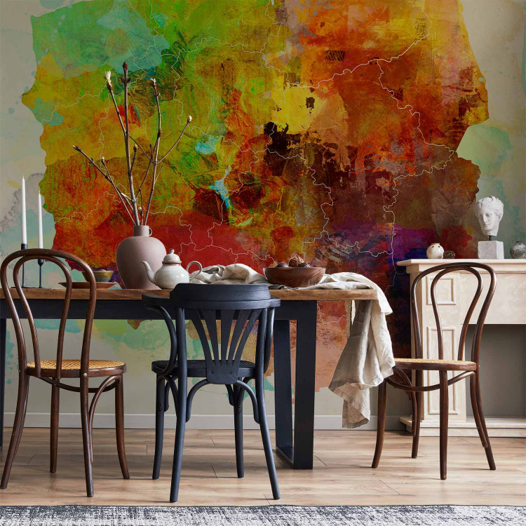 Wall Mural Explosion of Colours and Hues - Multicoloured Map of Poland with Watercolor Motif 60079 additionalImage 4