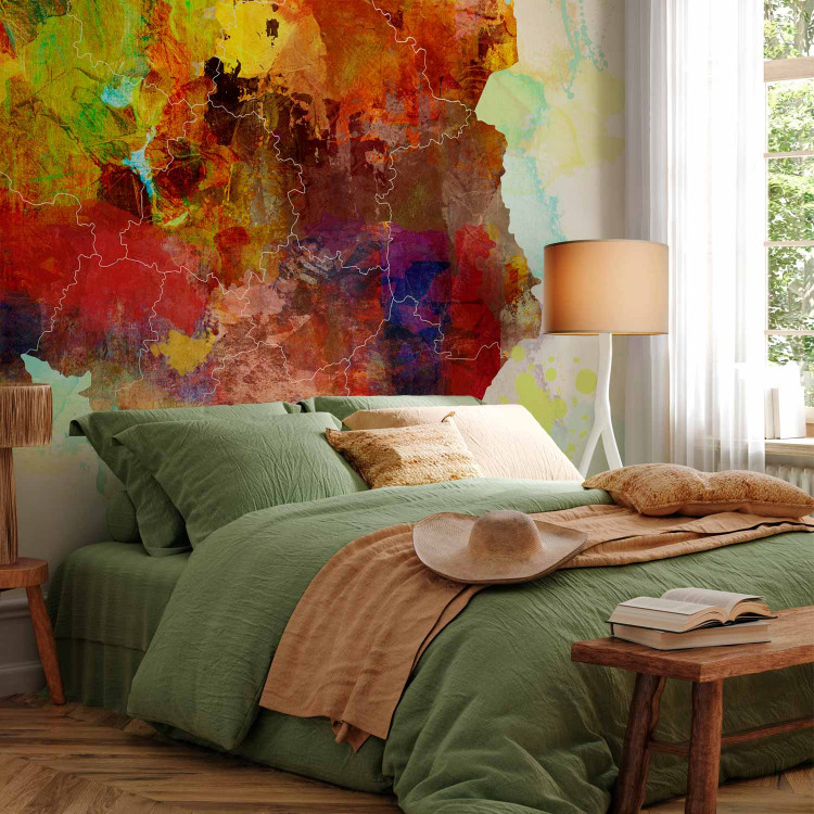 Wall Mural Explosion of Colours and Hues - Multicoloured Map of Poland with Watercolor Motif 60079 additionalImage 2