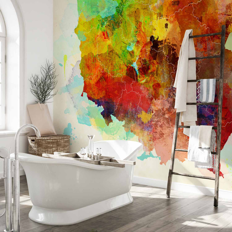 Wall Mural Explosion of Colours and Hues - Multicoloured Map of Poland with Watercolor Motif 60079 additionalImage 8