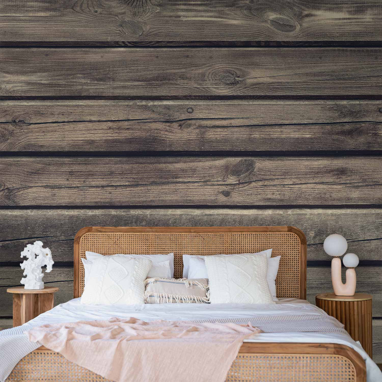 Photo Wallpaper Country manor house - background with texture of regular planks of raw wood 81979 additionalImage 2