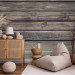 Photo Wallpaper Country manor house - background with texture of regular planks of raw wood 81979