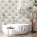 Photo Wallpaper Elegance of white - white lilies against a quilted pattern with diamonds 90479 additionalThumb 8