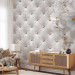 Photo Wallpaper Elegance of white - white lilies against a quilted pattern with diamonds 90479