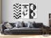 Canvas Print Black Forest (3-part) - black and white deer and geometric figures 94179 additionalThumb 3