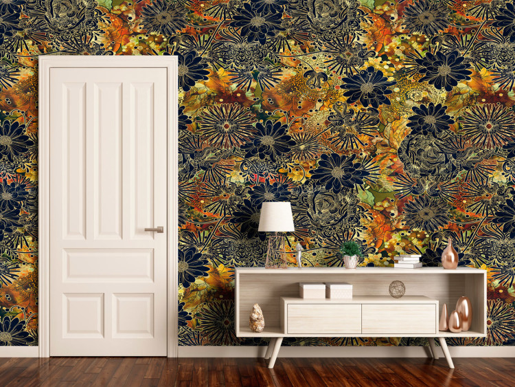 Photo Wallpaper Floral madness - floral ornaments on a uniform patterned background 97379