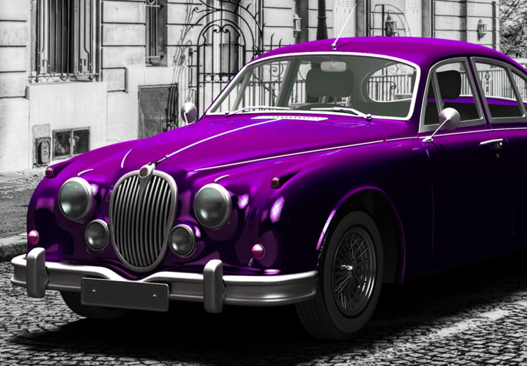 Canvas Art Print Car in Paris (1-part) Wide - Purple Car against Paris 107289 additionalImage 5