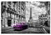 Canvas Art Print Car in Paris (1-part) Wide - Purple Car against Paris 107289