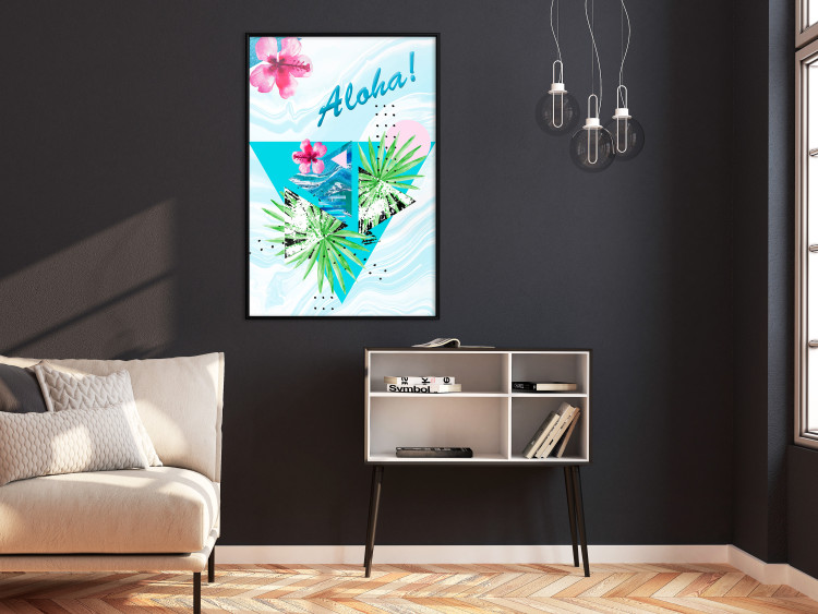 Poster Aloha! - Composition in a summery atmosphere with tropical leaves and flowers 114289 additionalImage 11