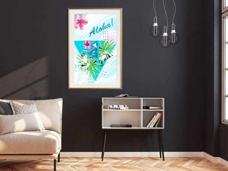 Poster Aloha! - Composition in a summery atmosphere with tropical leaves and flowers 114289 additionalImage 21