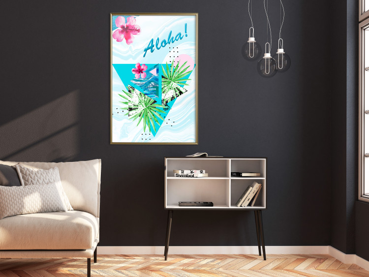 Poster Aloha! - Composition in a summery atmosphere with tropical leaves and flowers 114289 additionalImage 10