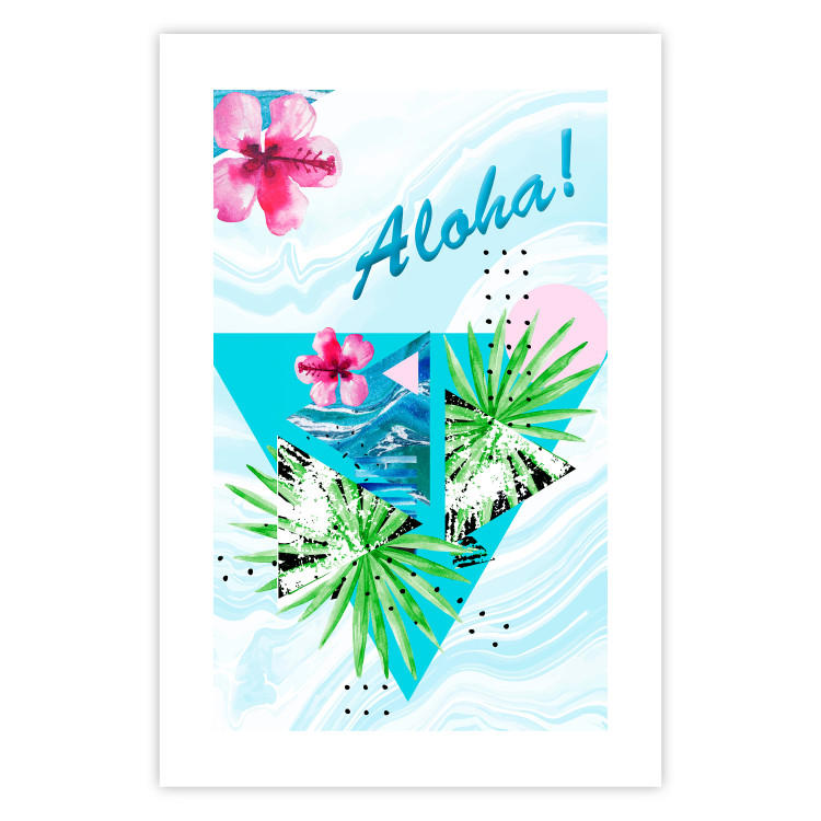 Poster Aloha! - Composition in a summery atmosphere with tropical leaves and flowers 114289 additionalImage 25