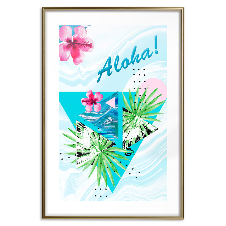 Poster Aloha! - Composition in a summery atmosphere with tropical leaves and flowers 114289 additionalImage 14