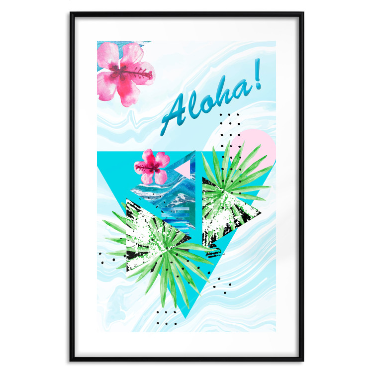 Poster Aloha! - Composition in a summery atmosphere with tropical leaves and flowers 114289 additionalImage 17