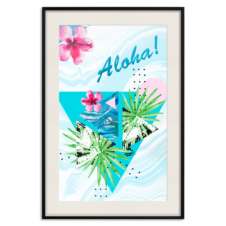 Poster Aloha! - Composition in a summery atmosphere with tropical leaves and flowers 114289 additionalImage 18