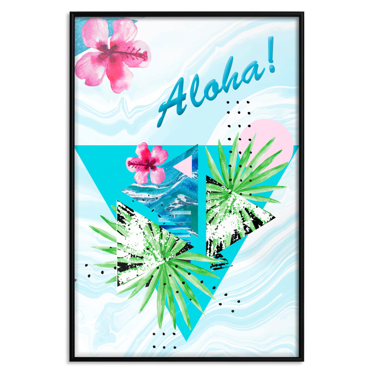 Poster Aloha! - Composition in a summery atmosphere with tropical leaves and flowers 114289 additionalImage 18