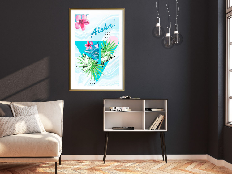 Poster Aloha! - Composition in a summery atmosphere with tropical leaves and flowers 114289 additionalImage 15
