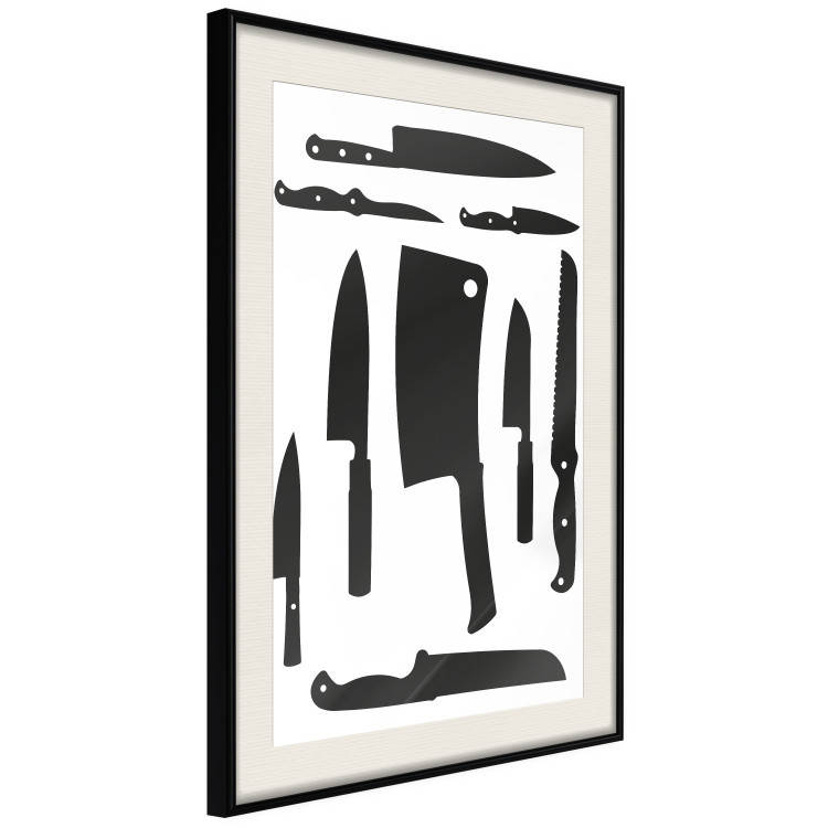 Wall Poster Cleaver and Knives - black and white simple composition with kitchen utensils 114589 additionalImage 13
