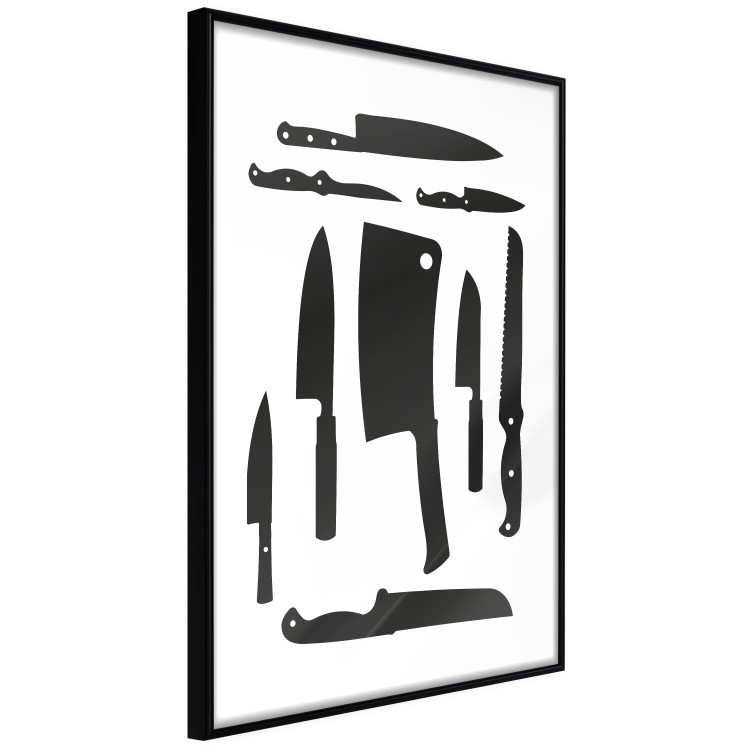 Wall Poster Cleaver and Knives - black and white simple composition with kitchen utensils 114589 additionalImage 12