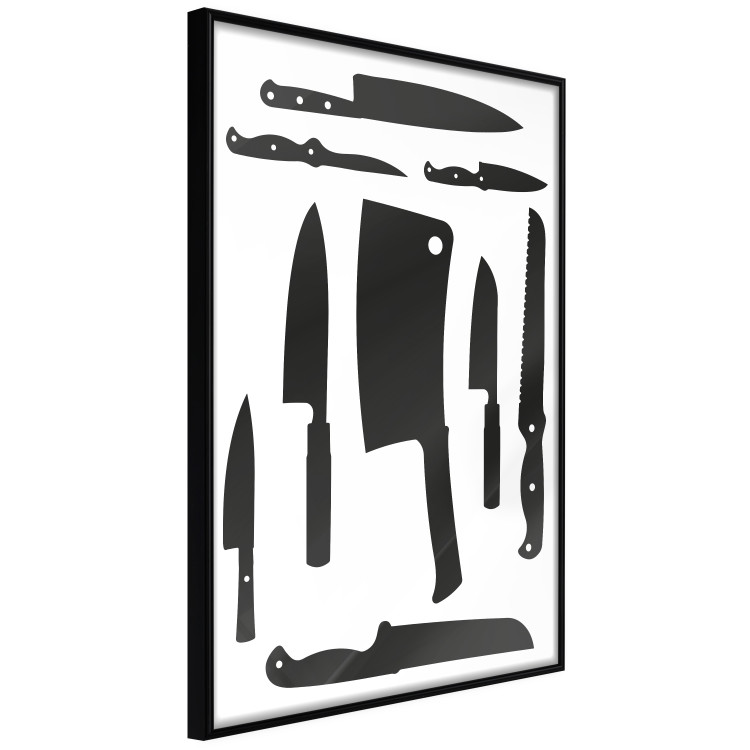 Wall Poster Cleaver and Knives - black and white simple composition with kitchen utensils 114589 additionalImage 2