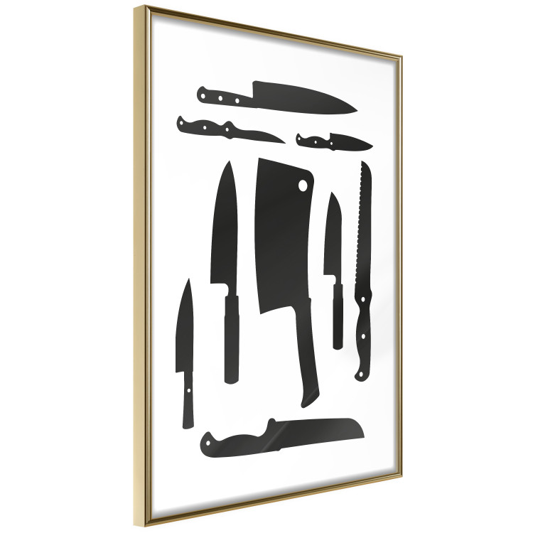Wall Poster Cleaver and Knives - black and white simple composition with kitchen utensils 114589 additionalImage 11
