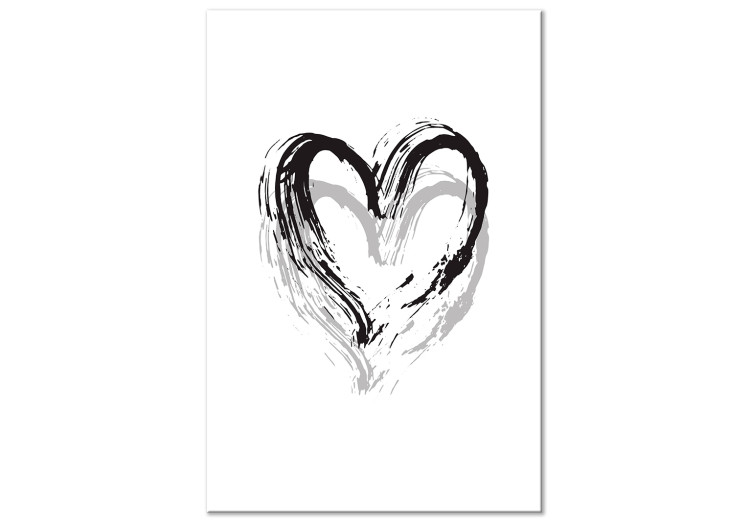 Canvas Art Print Heart in Two Shades (1-part) - Black and White Symbol of Love 115089