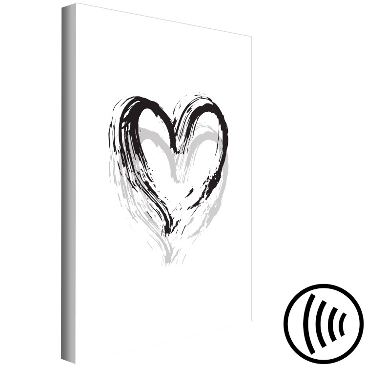 Canvas Art Print Heart in Two Shades (1-part) - Black and White Symbol of Love 115089 additionalImage 6