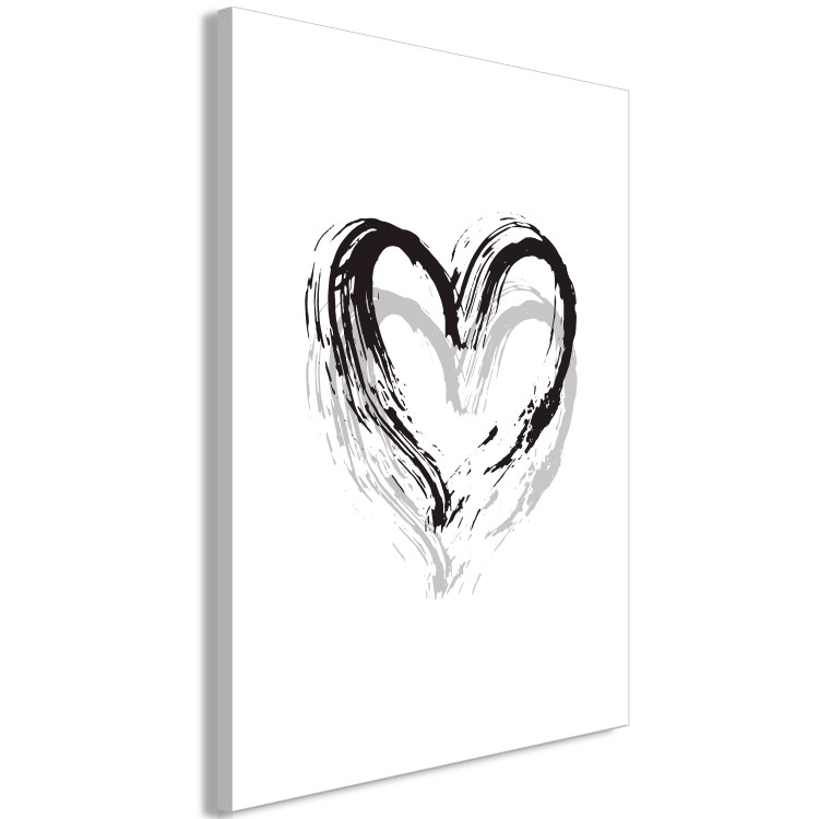 Canvas Art Print Heart in Two Shades (1-part) - Black and White Symbol of Love 115089 additionalImage 2