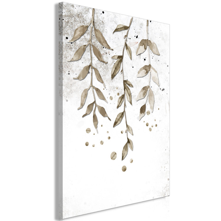Canvas Nature in Boho Style (1-part) - Branch of Leaves on Grey Background 116389 additionalImage 2